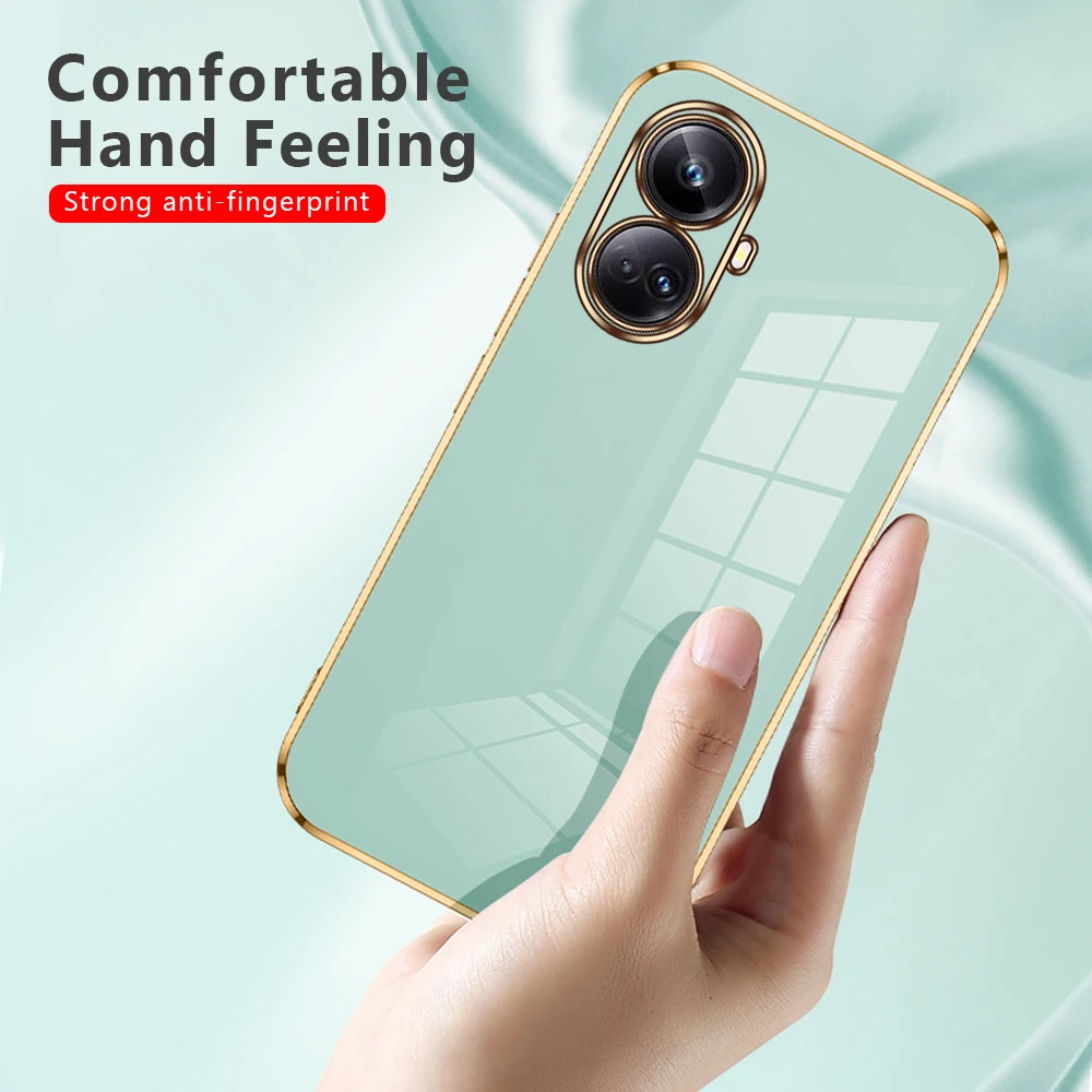 Luxury Straight Edge Electroplating TPU Soft Back Cover For Realme 10 Pro Plus 5G Camera Protection Case Realme10 Realmi 10 4G