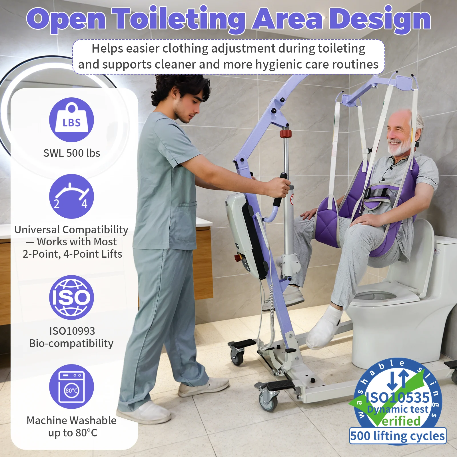 

Ehucon Toileting Patient Lift Sling, Soft Transfer Sling,Breathable Lift Sling for Elderly and Disabled Patients