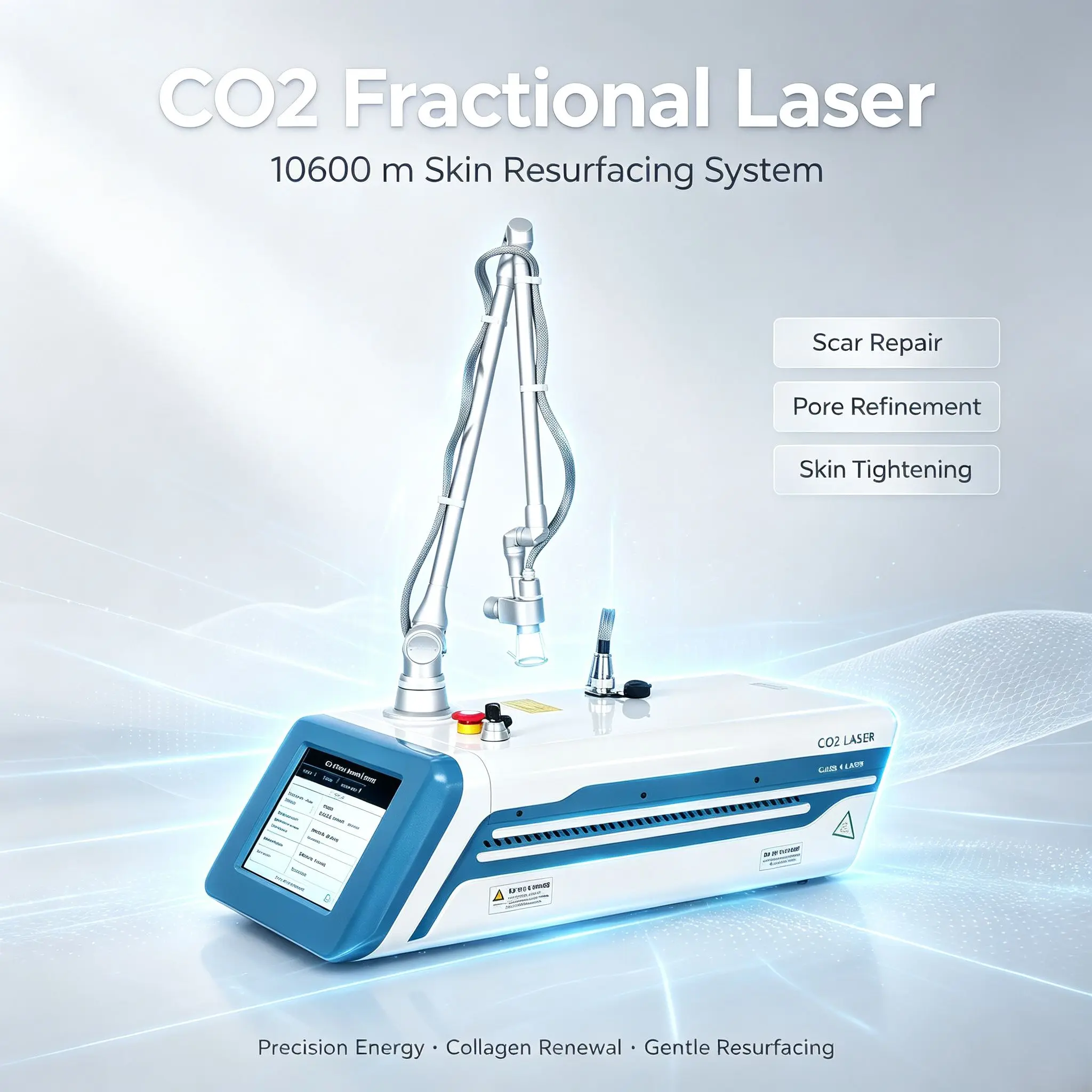 Machine à laser fractionné au CO2 portable professionnelle pour le peeling au carbone, le resurfaçage de la peau, le raffermissement de la peau, le rajeunissement de la peau