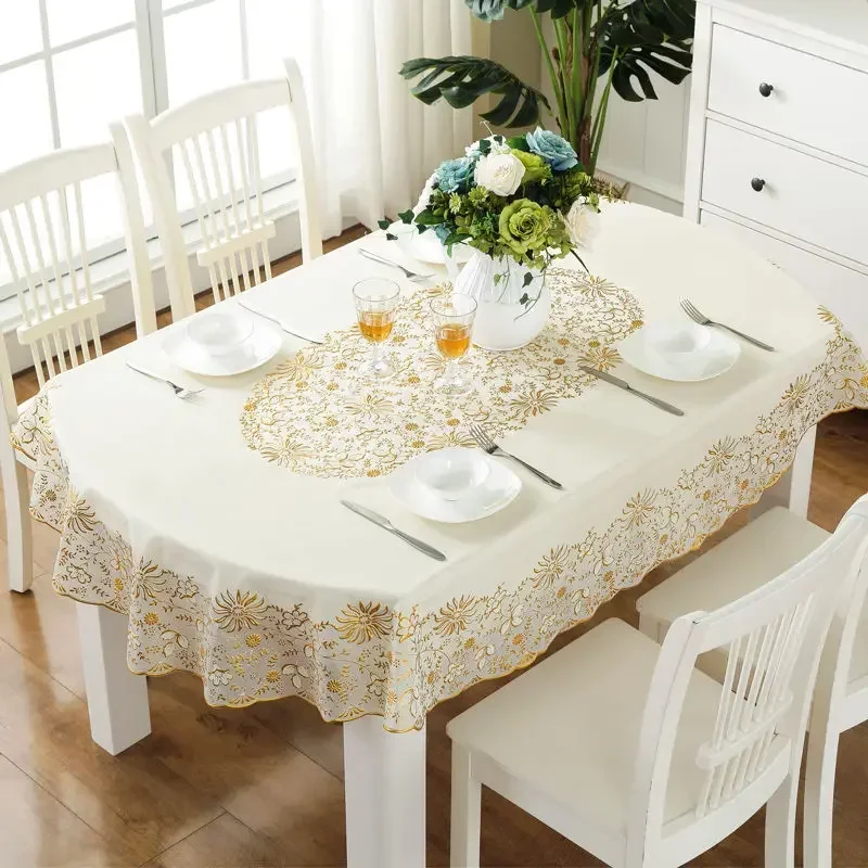 

Tablecloth Oval Waterproof PVC, Table Cover, Floral Printed, Elegant Europe Style, Ellipse Table Cloth, 72 Inches, Daliy