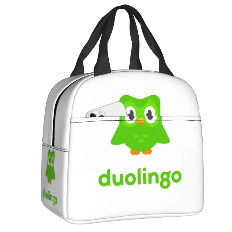 

Custom Duolingos Resuable Lunch Boxes for Women Waterproof Cooler Thermal Food Insulated Lunch Bag School Children Student