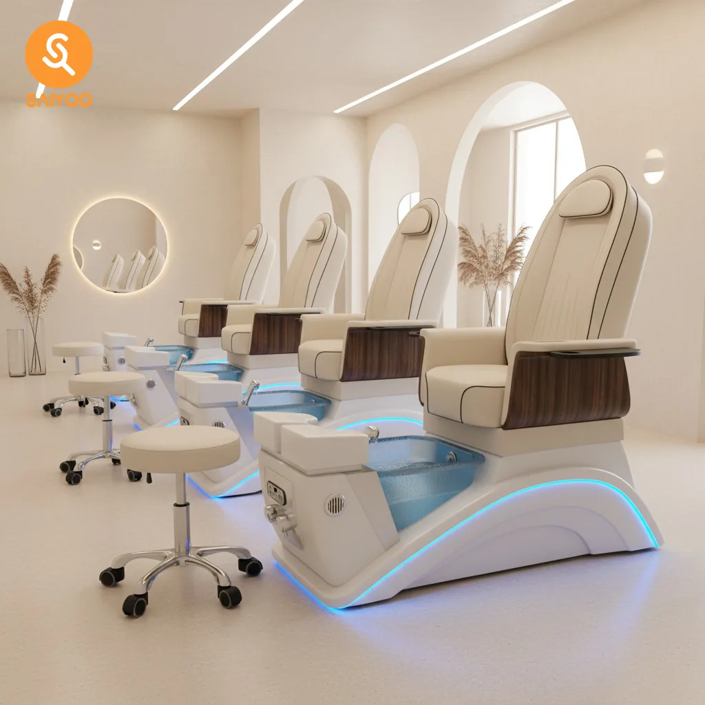 Premium Pedicure Spa Chair Foot Spa Massage Chair Pipeless Pedicure Chair Reclining Pipeless Jet System for Day Spa Nail Salon