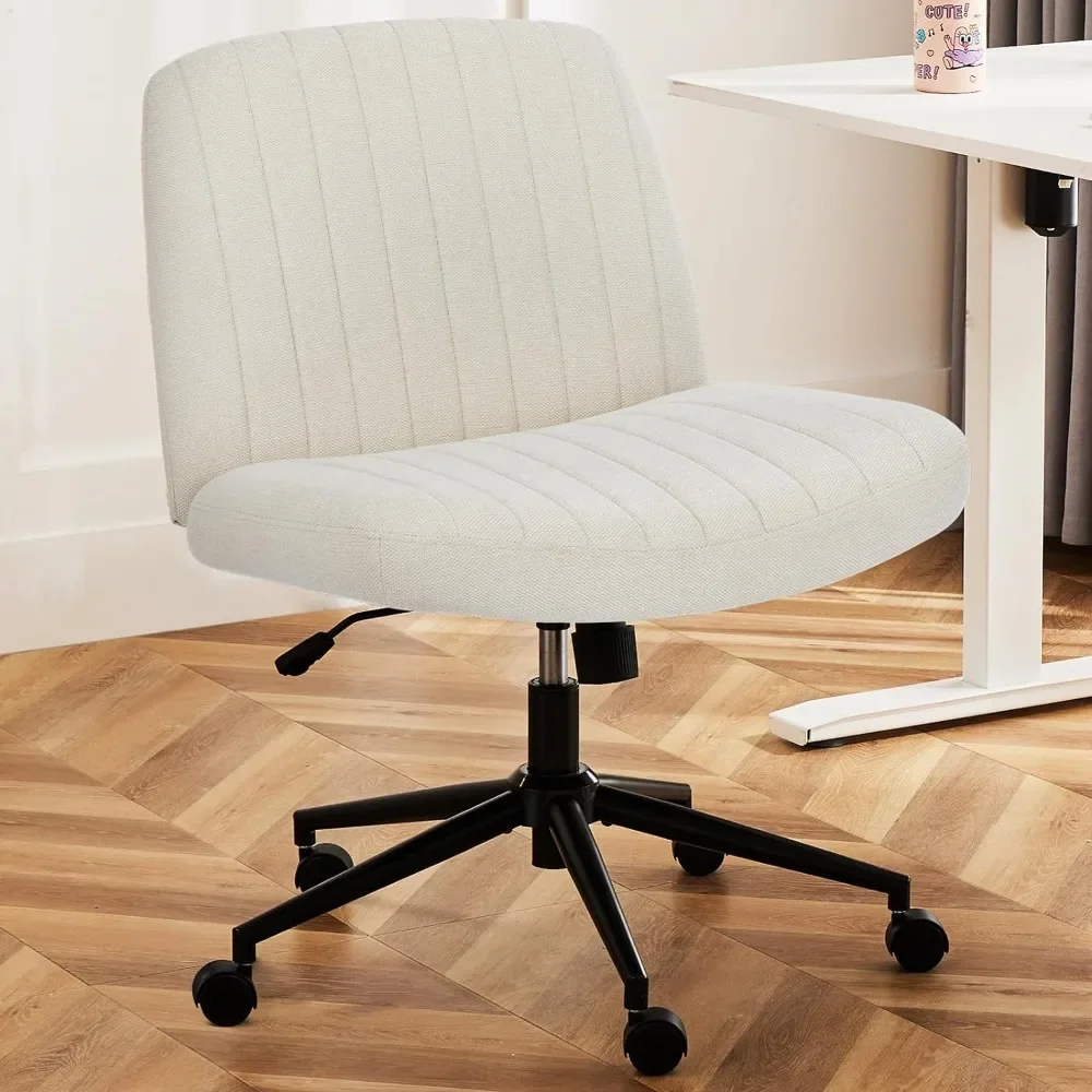 

Criss Cross Chair with Wheels, Cross Legged Office Chair Armless Wide Desk Chair with Dual-Purpose Base