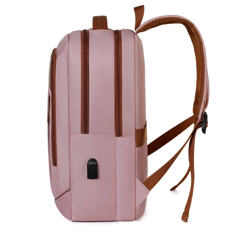 حقيبة ظهر للسفر من توبوشين بلش بينك آند براون متباينة، تصميم واسع متعدد الجيوب، حقيبة نايلون مقاومة للماء لرحلات العمل #4