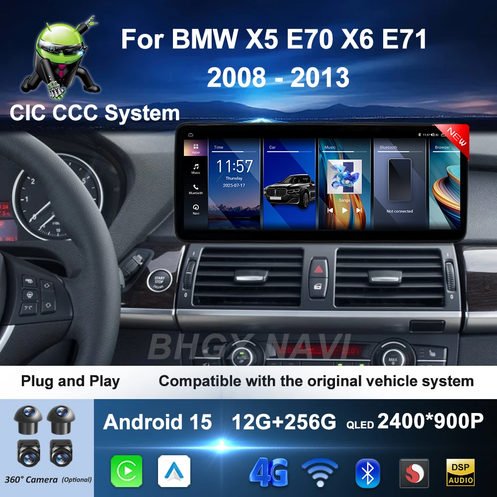 For BMW X5 E70 X6 E71 2008 2009 2010 2011 2012 2013 Wireless Carplayer QLED Touch Screen Bluetooth Head Unit Accessories WIFI 4G