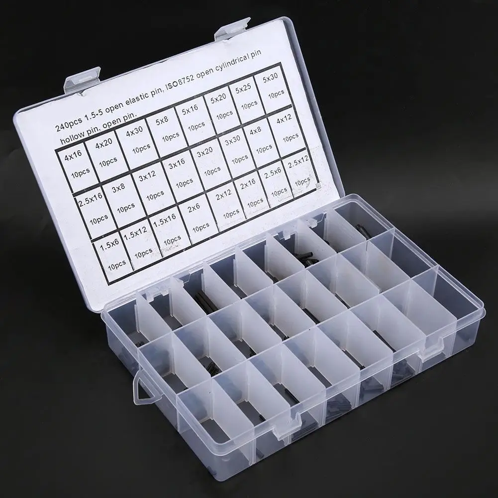 Perni di posizionamento elastici in acciaio al carbonio da 240 pezzi Perni coppiglia da M1,5 a M5 per assemblaggio di precisione