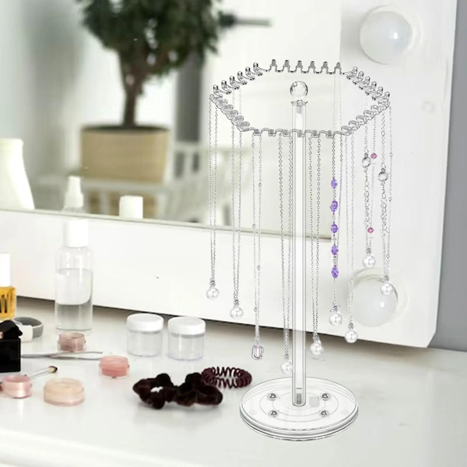 Rotating Jewelry Holder Stable Necklace Storage Shelf for Necklaces Bedroom