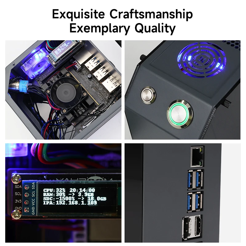 Jetson MINI NANO Protective Case DIY Electronic Box with OLED Cooling Fan Support Jetson NANO/Orin NANO/Orin NX/Xavier NX/TX2 NX