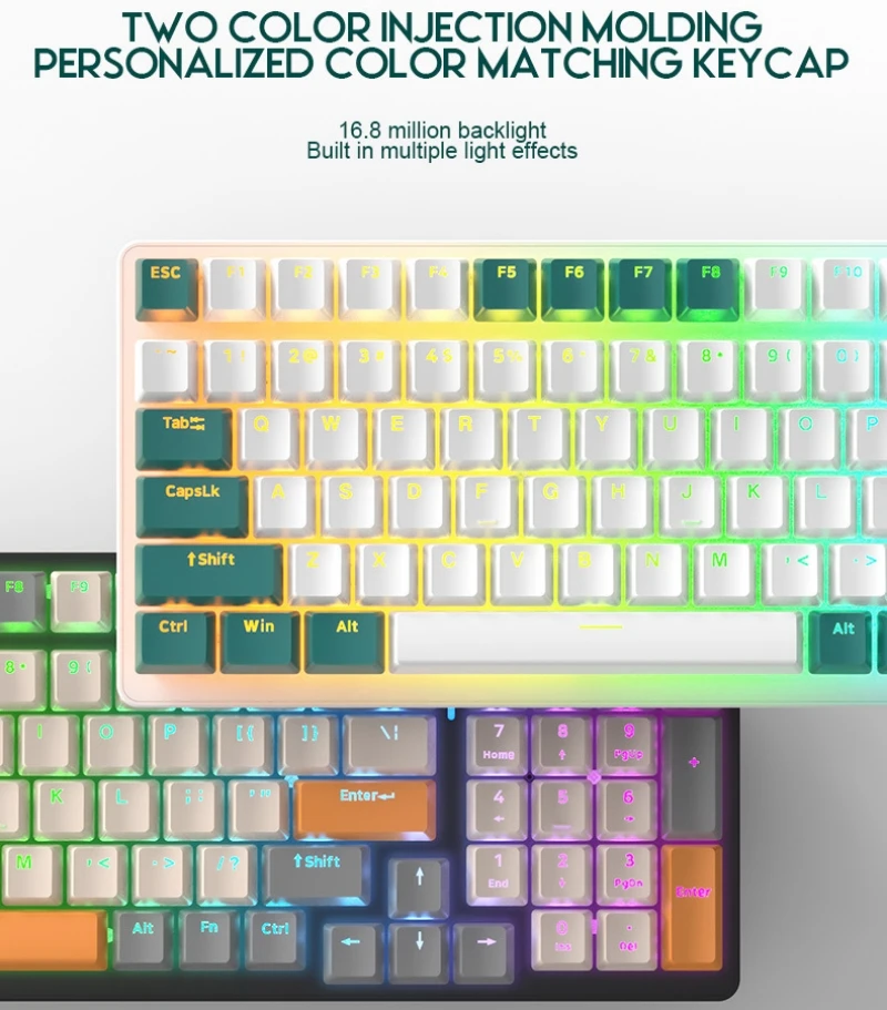 

Русская механическая клавиатура, испанская, корейская, арабская, RGB, подсветка, горячая замена, 100 клавиш, 98% раскладка, тип C, проводная для игрового офиса K3