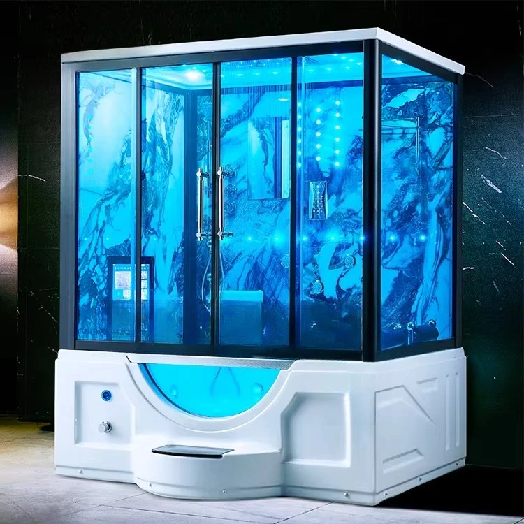 Deluxe Steam Shower Room with Jacuzzi Spa Massage Steam Bathroom Glass Shower Room Wet Sauna