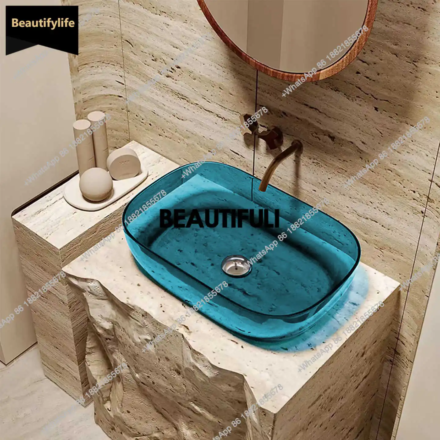 

B567 High level of appearance colored resin countertop basin, luxury transparent washbasin, high-end elegant art washbasin YX65