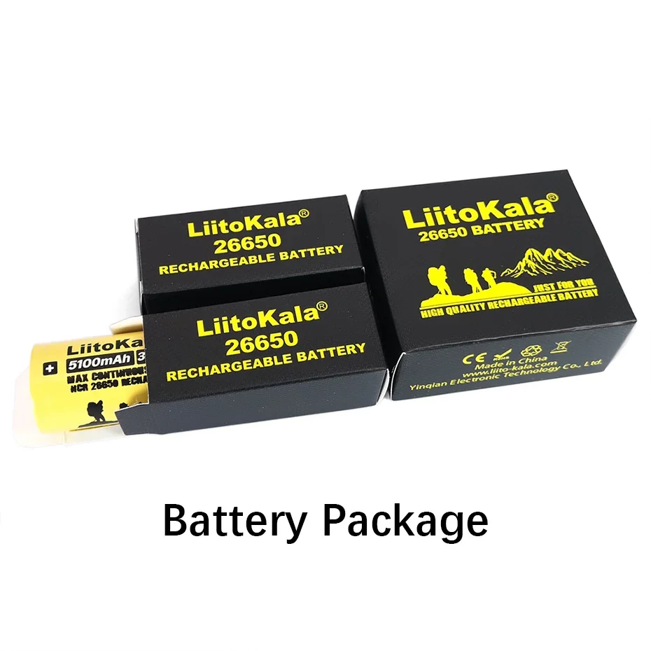 Liitokala Lii-51S Tip 26650 20A rechargeable battery, 26650A lithium Batteries 3.7V 5100mA  Suitable for flashlight