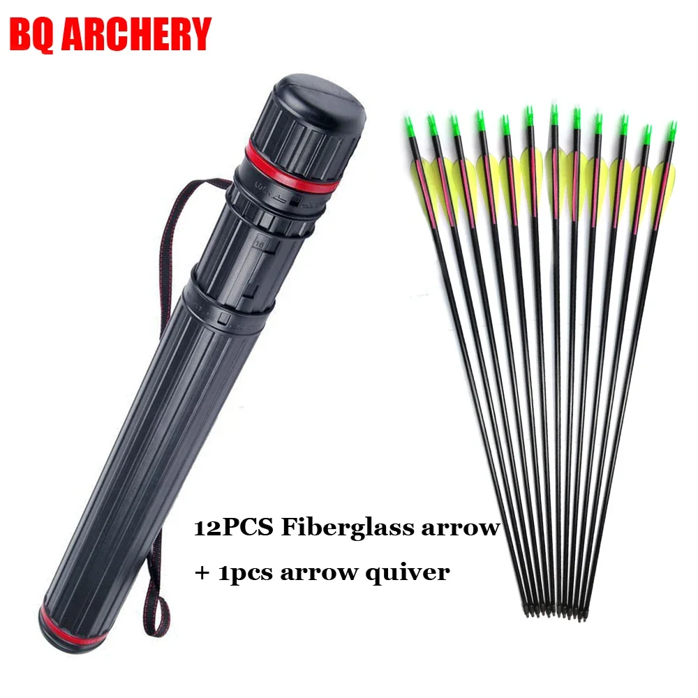 

Fiberglass Arrows with Arrow Quiver, Replacement Broadheads, Hunting Shooting, Archery Accessories, Glass Fiber, Spine 500, 30"