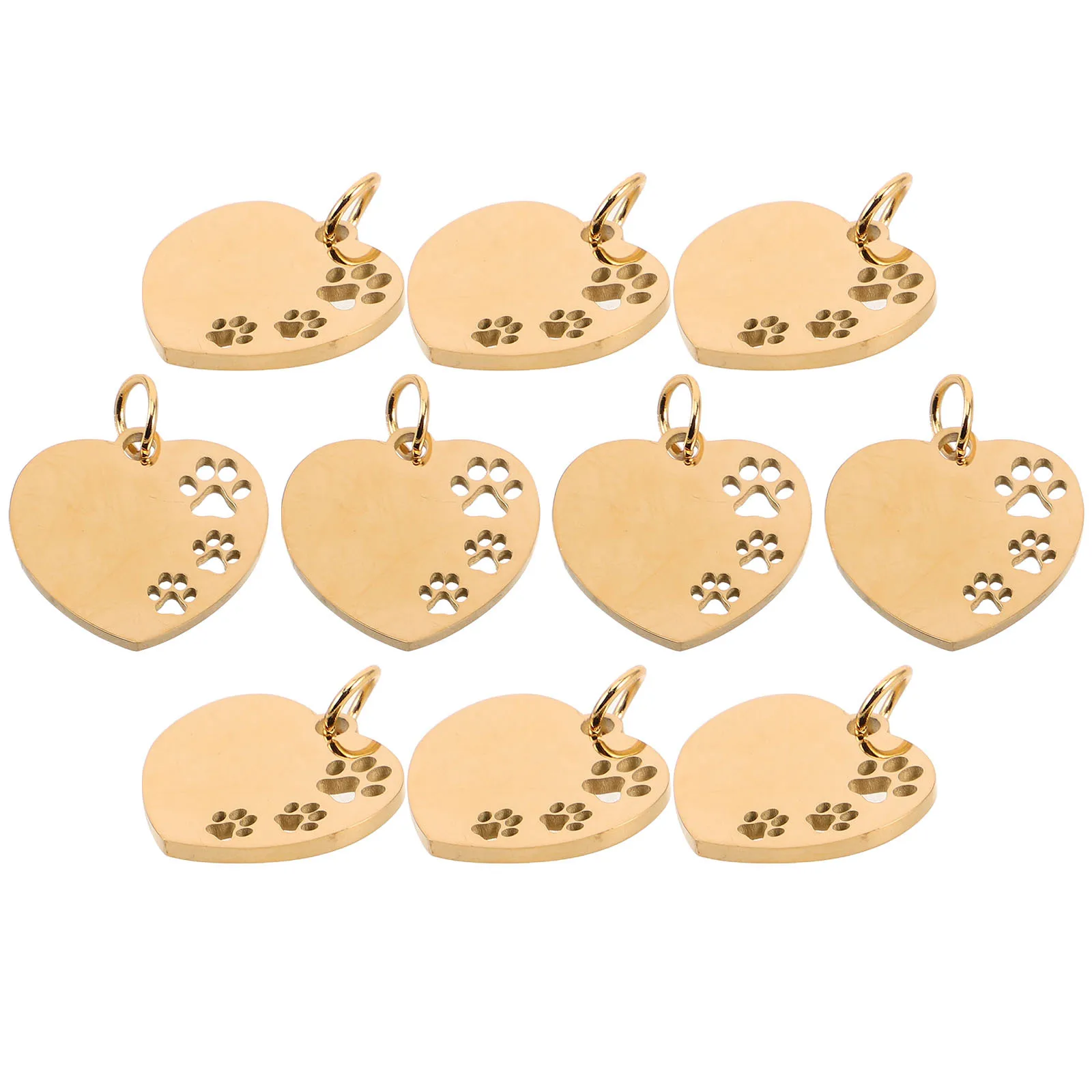 

10Pcs Heart Design Dog Tags Blank Pet Id Charms Engraving Name Labels for Dogs and Puppies Identification Pets Name Tags DIY