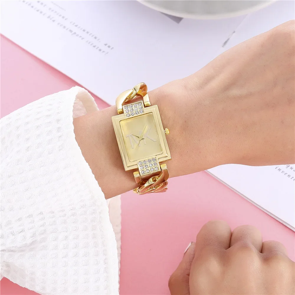 MAYZHISU Women's Wristwatch Creative Square Diamond Women Quartz Watches Light-Luxury Ladies Female Bracelet Watch Clock Gifts