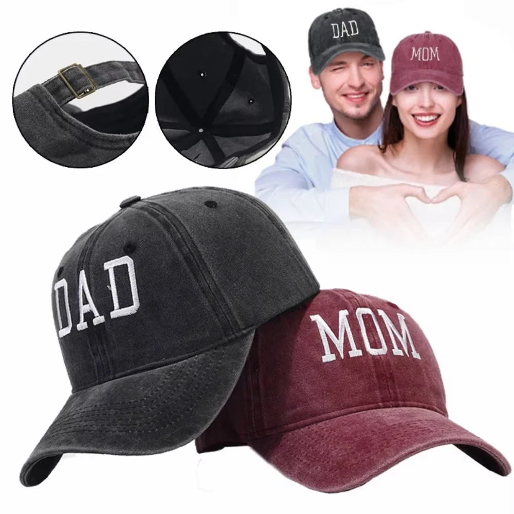 Mama und Papa bestickte Baseballmütze, Retro-Sport, Laufen, Sonnenschutz, Freizeit, Alltag, vielseitige Reise-Entenzungenmütze