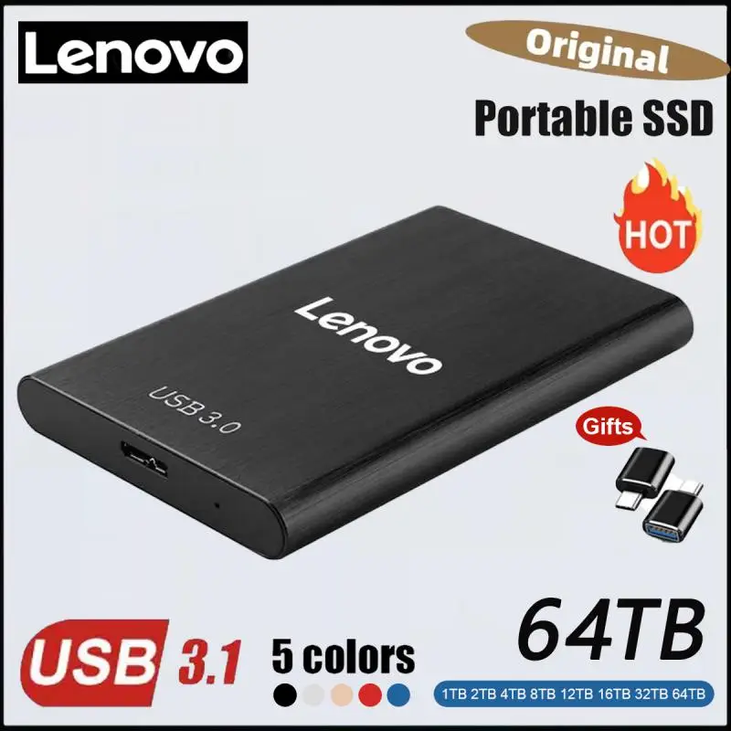 Lenovo Portable SSD 2TB disco rigido esterno ad alta velocità 8TB 64TB USB3.1 interfaccia di tipo C Hard Disk Solid State Drive Mass Storage