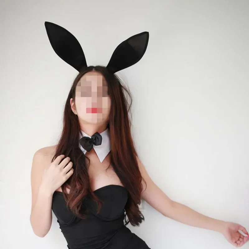 Boucles d'oreilles lapin longues noires sexy pour filles, bandeau de sauna, coiffure de nuit de poule, accessoires de décoration de fête, anniversaire, cosplay, Noël, 20 pièces
