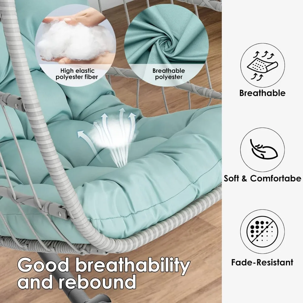 Shop Stylish Egg Hanging Chair with Stand - Indoor & Outdoor Wicker Rattan Hammock Swing Chair