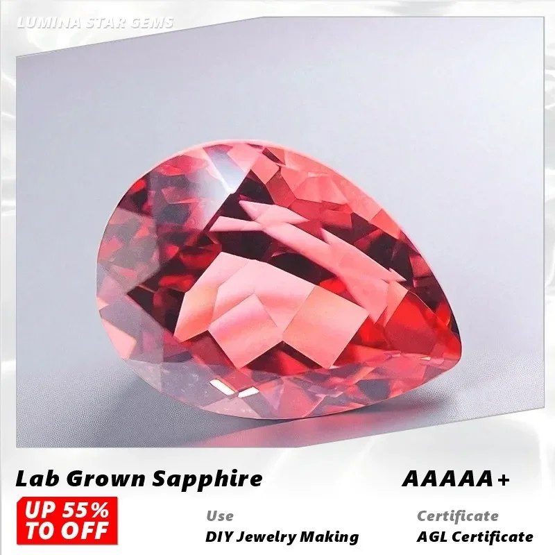 

L-Fire Lotus Color Lab Grown Sapphire Pear Cut Gemstone for Diy Charms Jewelry Making Material Selectable Certificate