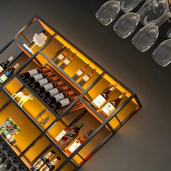 

Column Organizer Wine Rack Modern Industrial Design Vintage Vertical Display Wine Cabinet Wall Liquor Bottles Vitrinas Furniture