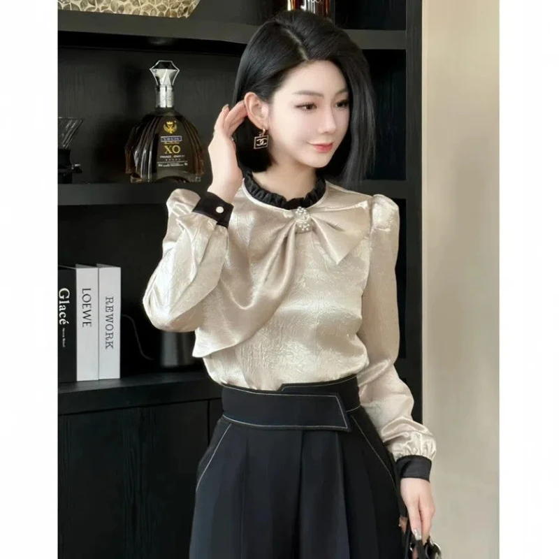 

Women's French Champagne Shirt New High-end Light Luxury Long Sleeve Shirt
