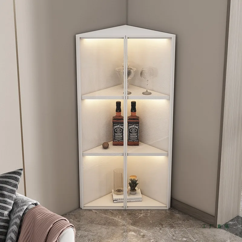 Solid wood corner cabinet, home living room, floor-to-ceiling corner storage cabinet, modern simple glass door, living room tria