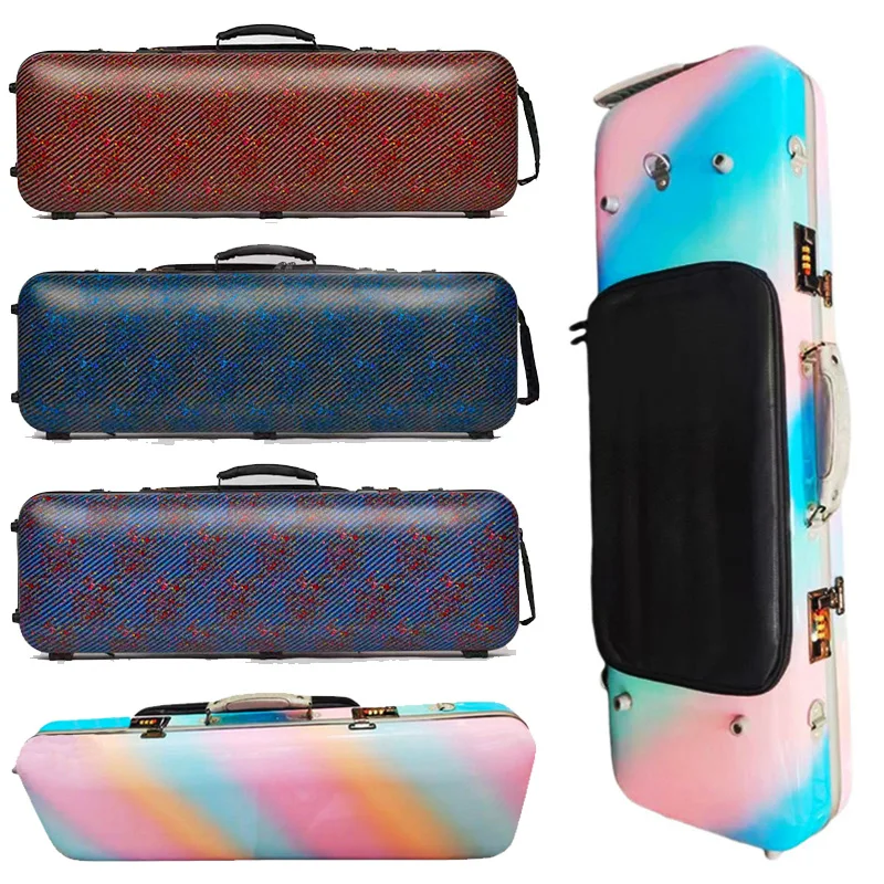 Multicolor Rectangle 4/4 3/4 Violin Case Code Lock Music Bag Carbon fiber Square Violin Box With hygrometer