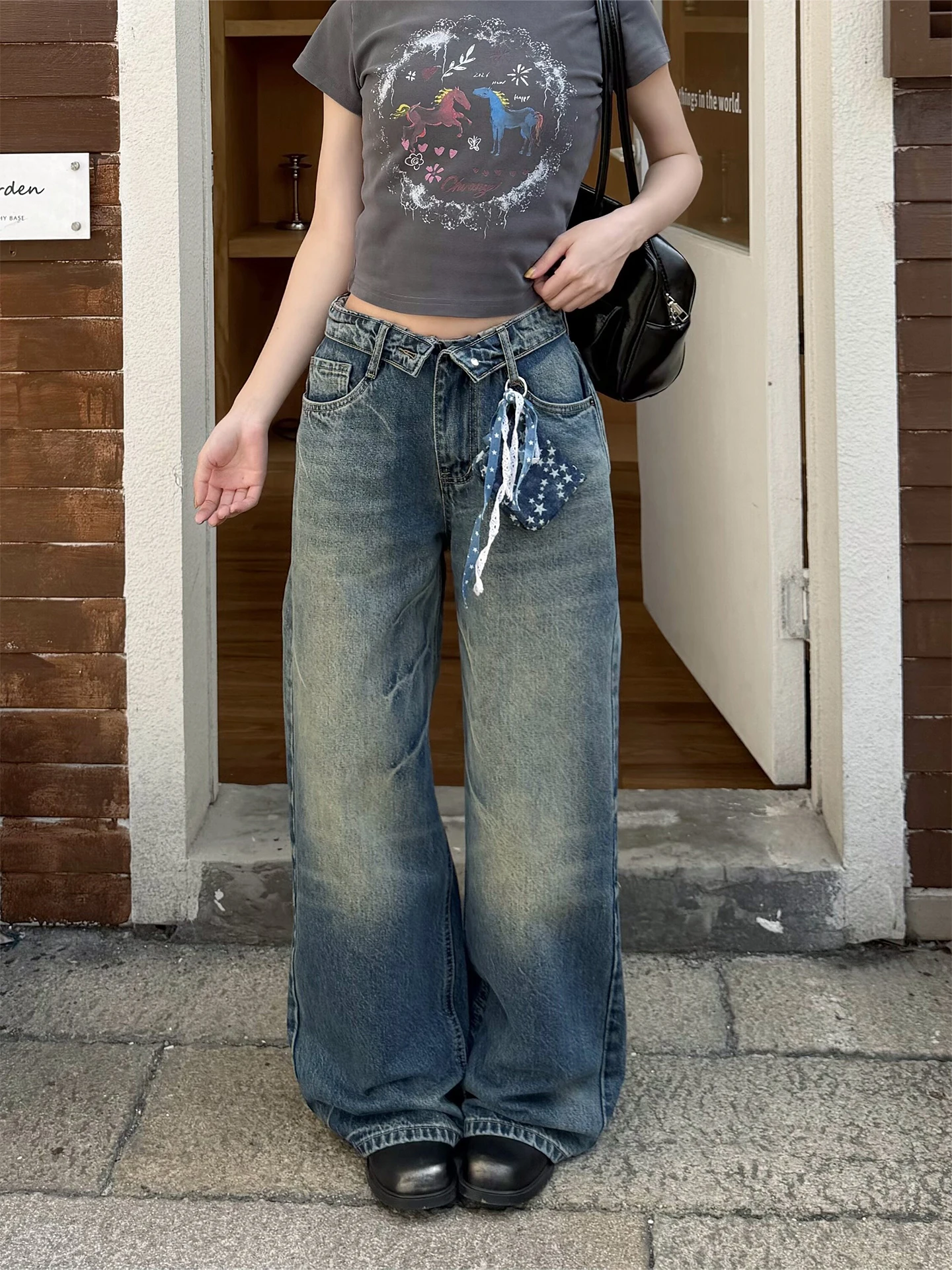 

Джинсы Don Cry прямого кроя для мужчин и женщин, винтажные, повседневные, широкие брюки с высокой талией, универсальные, удобные, из хлопка