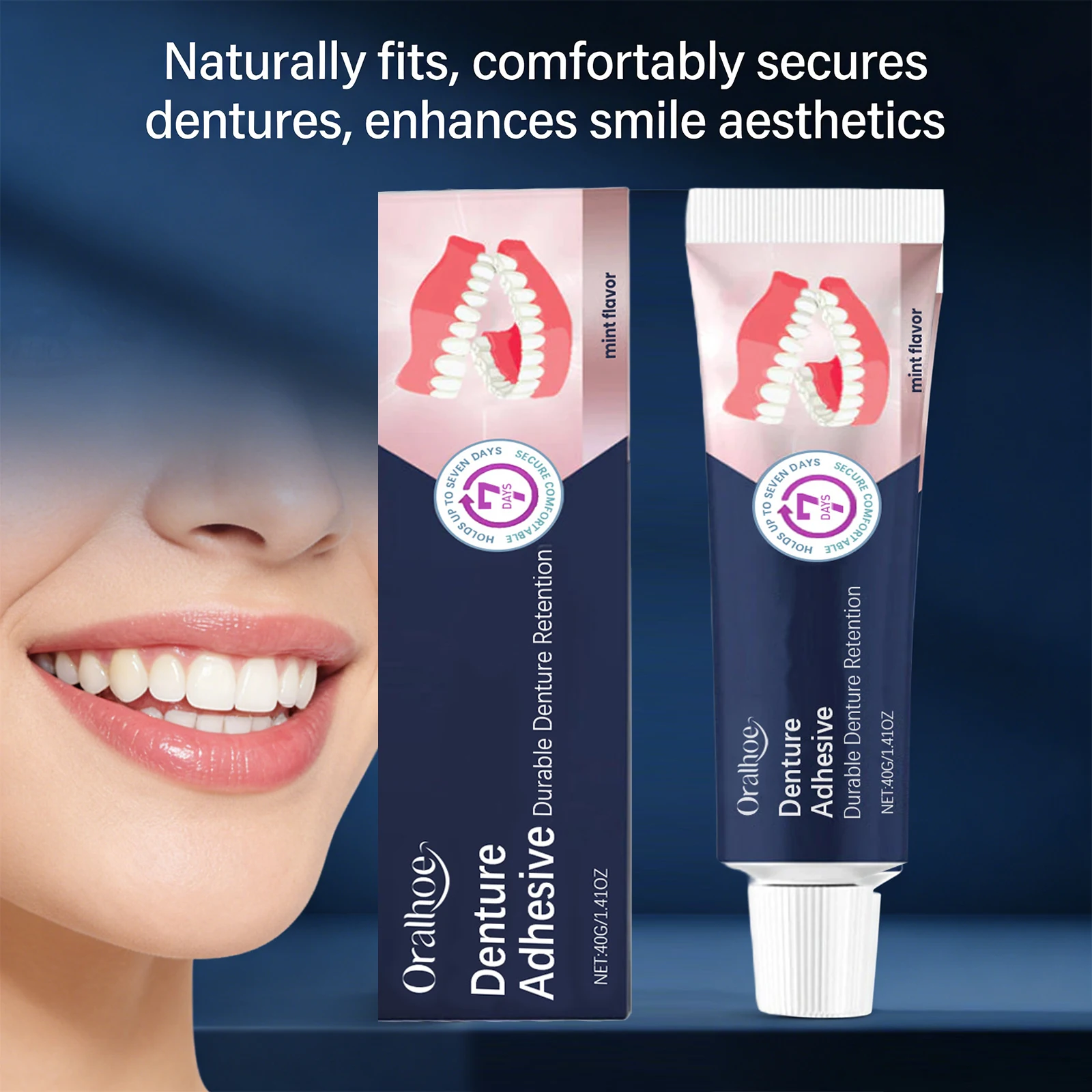 ORALHOE Dental Adhesive Cream Natural Fit Reduce Gum Friction Fixed Dentures Enhance Comfort Denture Care Products 40g image 2