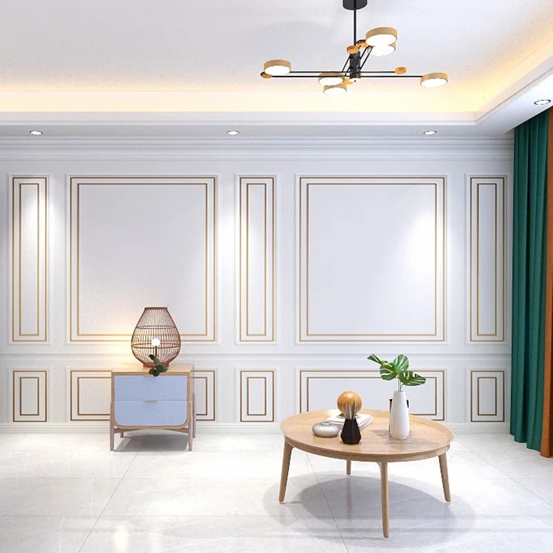 Background wall wallpaper light luxury clothing store beauty salon bedroom 3d three-dimensional plaster line wallpaper ins wind