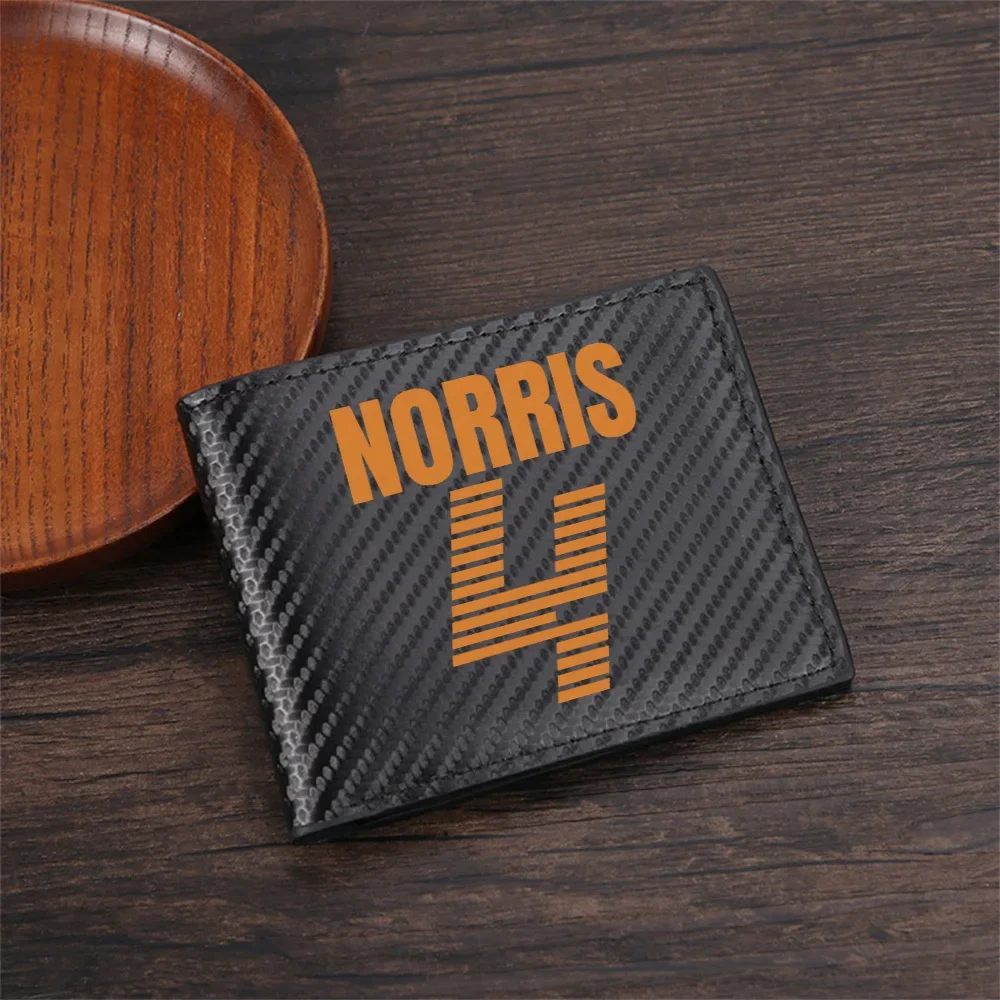Number '4' Orange Stripes Black Men's Wallets Simple Business Modern Stylish Printing Design Gifts For Father Boyfriend Christma