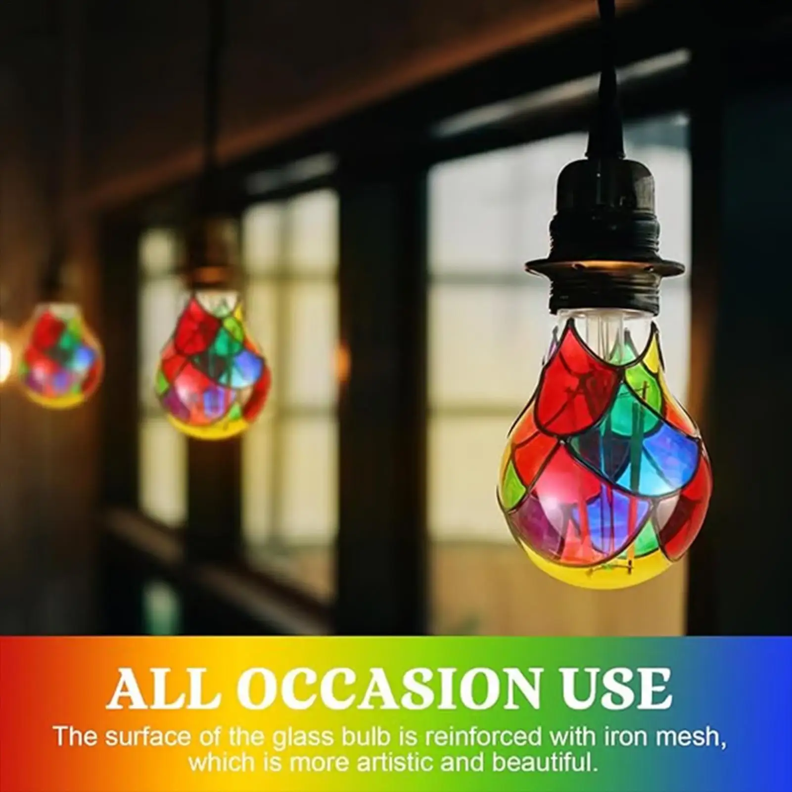 لمبة من الزجاج الملون E26 قاعدة لمبة 6 واط مصباح لغرفة المنزل الداخلي حديقة شرفة مطعم متجر بار حفلة عيد الميلاد الليلية