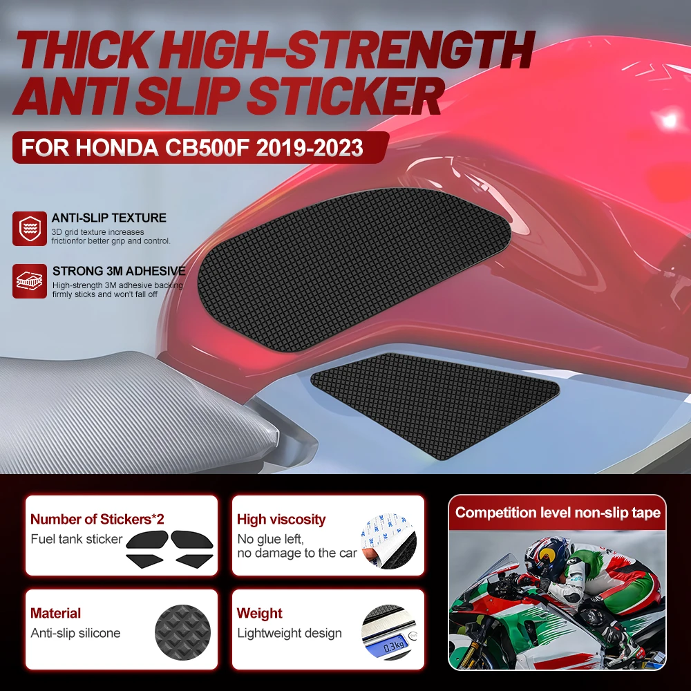 Fit For Honda CB500F 2019-2023 Silicone Anti-Slip Tank Traction Pad Side Grip Sticker Set