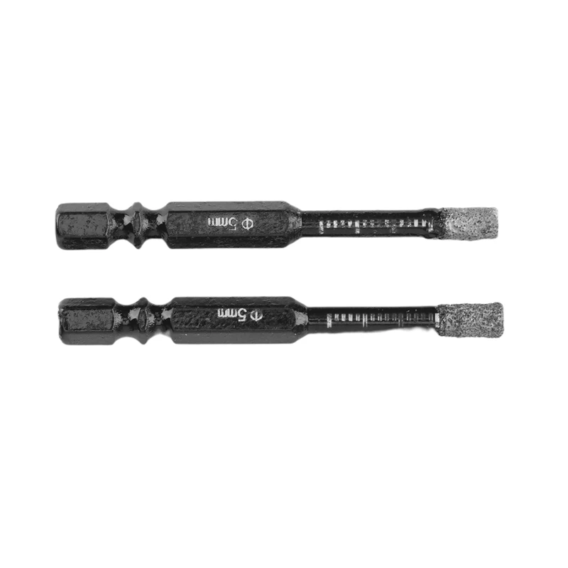 Broca de diamante en seco para azulejos de cerámica, mármol, granito, vástago Hexagonal de cambio rápido, broca para agujeros de piedra (5Mm), 2 uds.