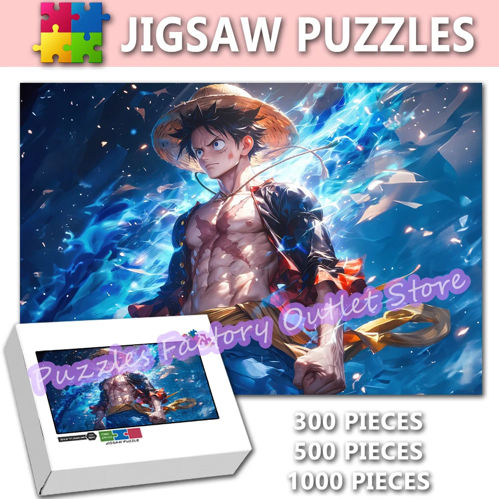 One Piece Anime Jigsaw Puzzle Monkey D Luffy Rubber Warrior Cartoon Print Pieces Puzzle for Kids Education Decompression Toys