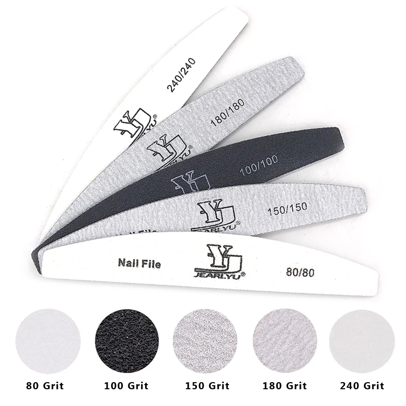 5 piezas/lote limas de uñas color mezcla 80/100/150/180/240 grano profesional lijas removedor de cutículas set de herramientas de manicura 2