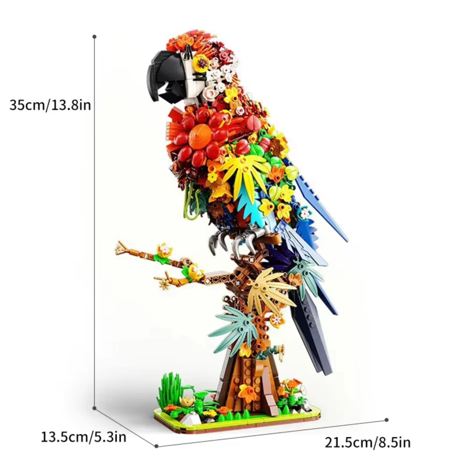 Kit di blocchi di costruzione pappagallo Fiore Uccello Serie di animali Modello di assemblaggio fai-da-te Decorazione della casa Regalo creativo