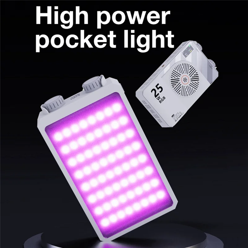25W Video Camera Light RGB Full Color Pocket Mini Portable Outdoor High Brightness Fill Light Fan Cooling Dimmable
