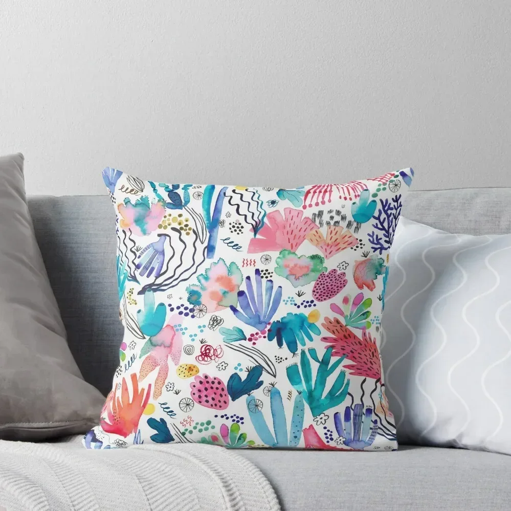 

Coral reef print - Colorful seabed watercolor Throw Pillow Cushion Cover Set Cushion Cover Luxury pillow
