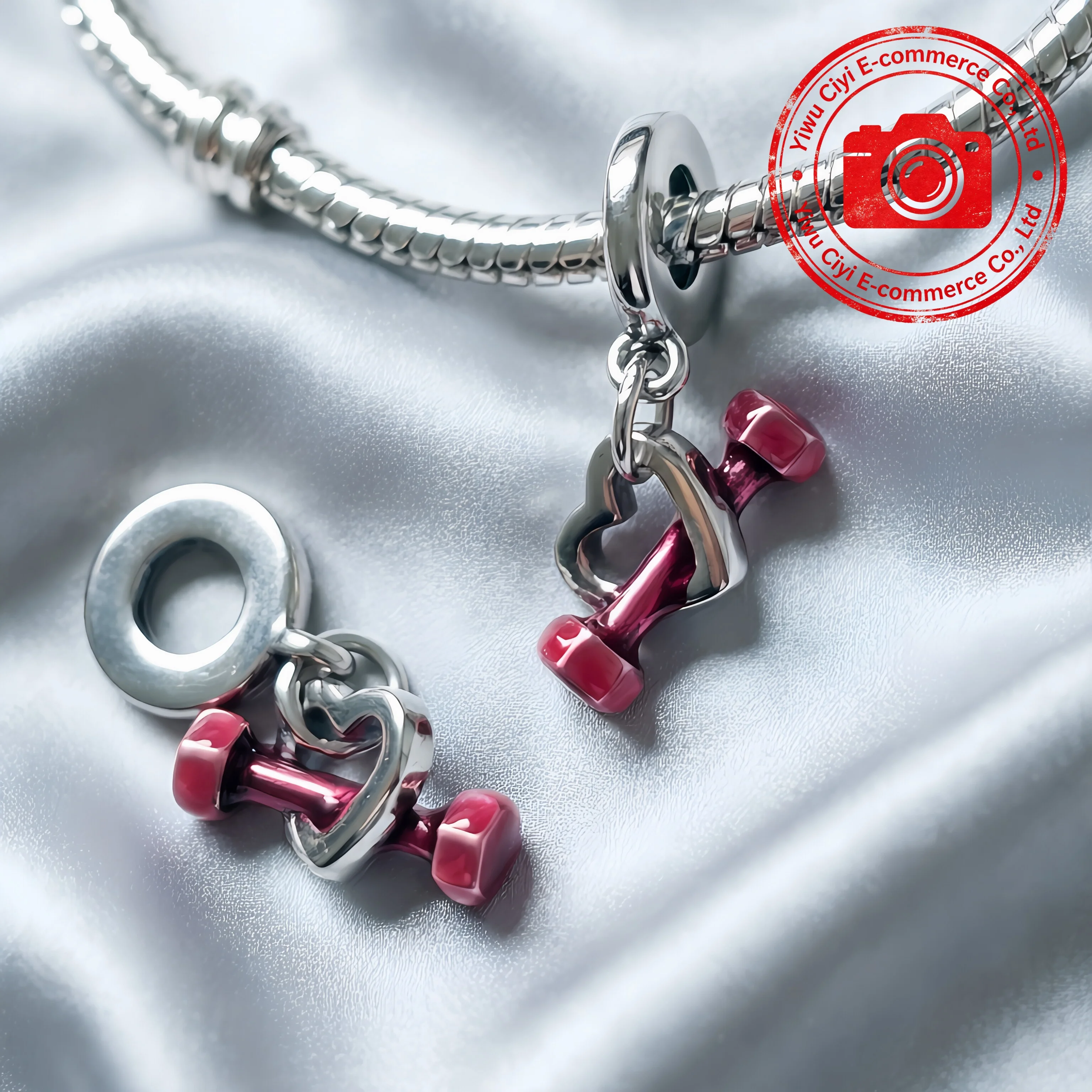 Best Sellers DIY Sparkling Angel Tower Heart Dumbbell Series Charm Bead Pendant Clips Fit Original Sterling Silver Bangle Gift ﻿