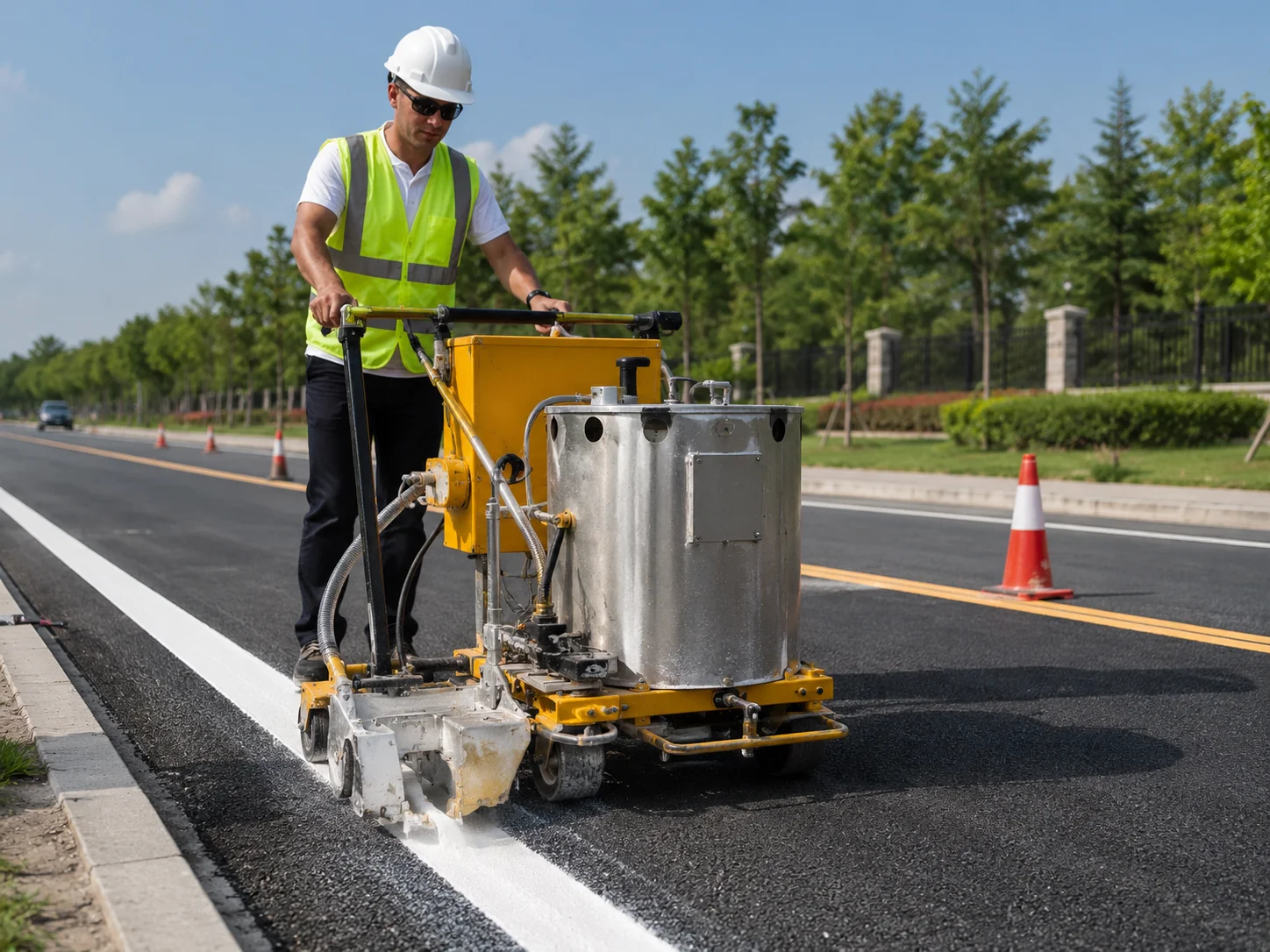 Hand Push Thermoplastic Road Marking Machine LPG Heated Stainless Steel Road Line Marker