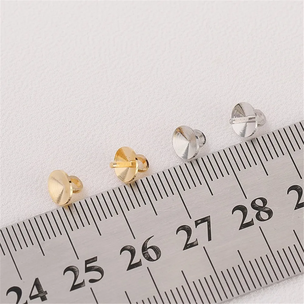 18K True Gold Needle Hanging Hat Connection Bead and Flower Set Handmade DIY Making Pearl Ear Jewelry Material Accessories