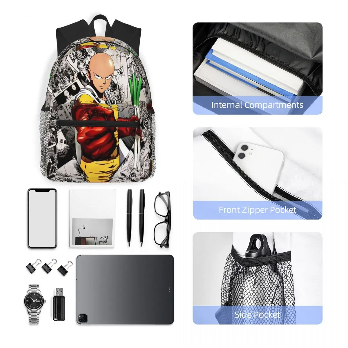 حار الدم أنيمي واحد لكمة رجل حقيبة ظهر الطالب حقيبة مدرسية المشي لمسافات طويلة السفر Daypack للرجال النساء حقيبة الكتب الموضة حقائب الكتف