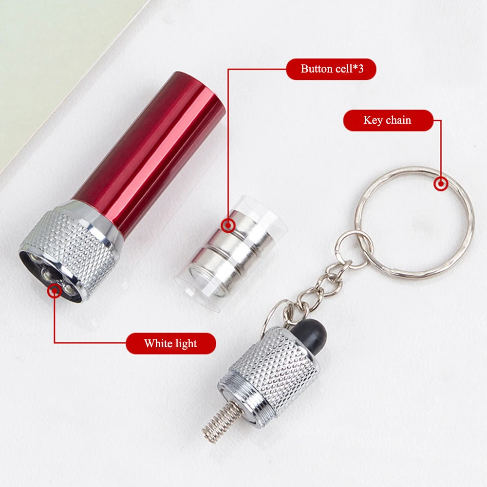 Mini Keychain LED Lanterna, Luz de emergência de bolso, Pequena tocha, Liga de alumínio, Chaveiro Luz