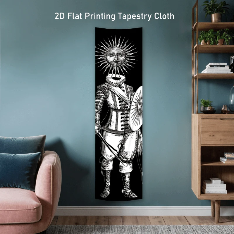 40x150cm Dark Academy Style Sun Knight Tapestry Medieval Wall Banners Polyester Tapestry Living Room and Bedroom Home Decor