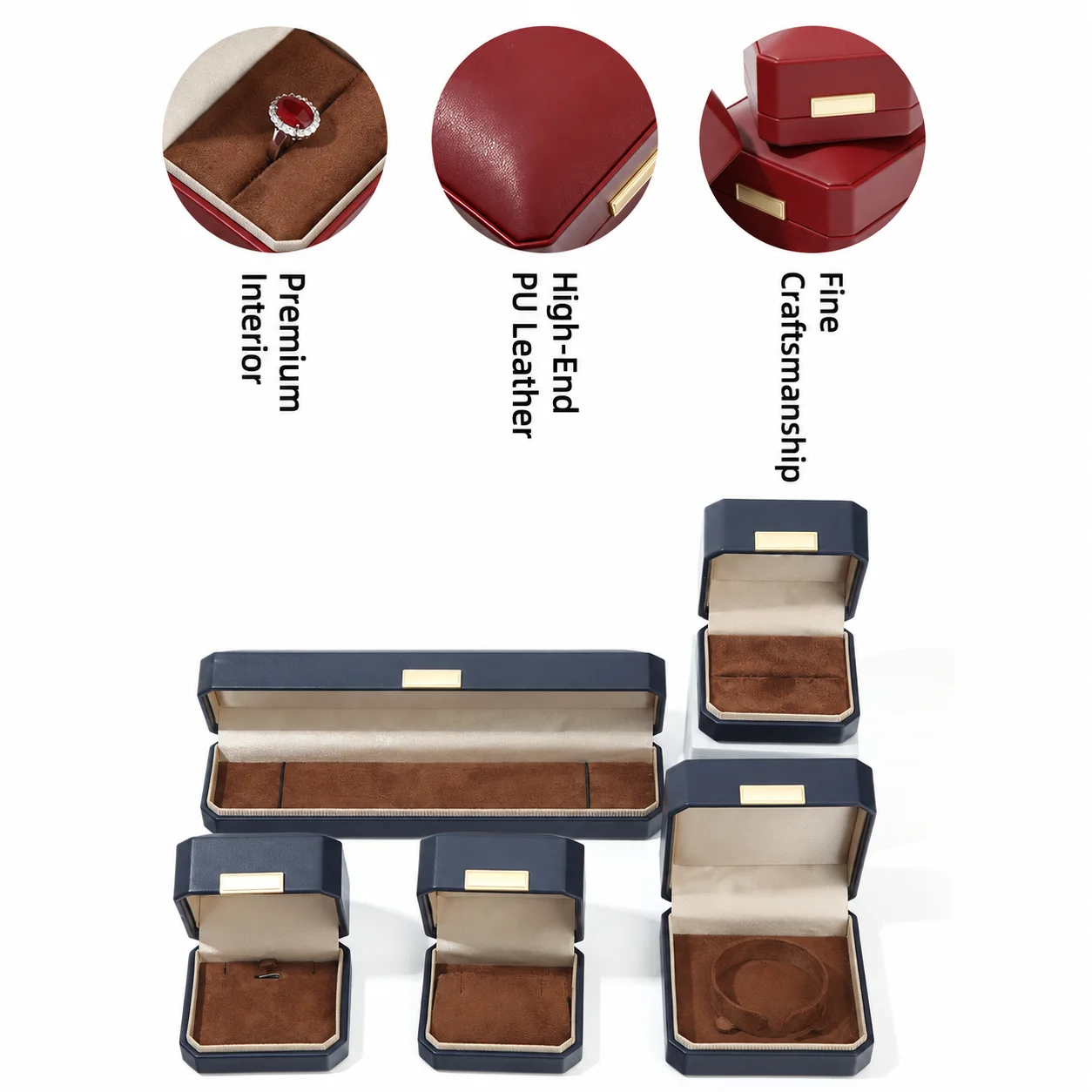 Ring Box Octagonal Pu Leather Jewelry Box Earring Box Stable For Gift Giving Pendants Rings