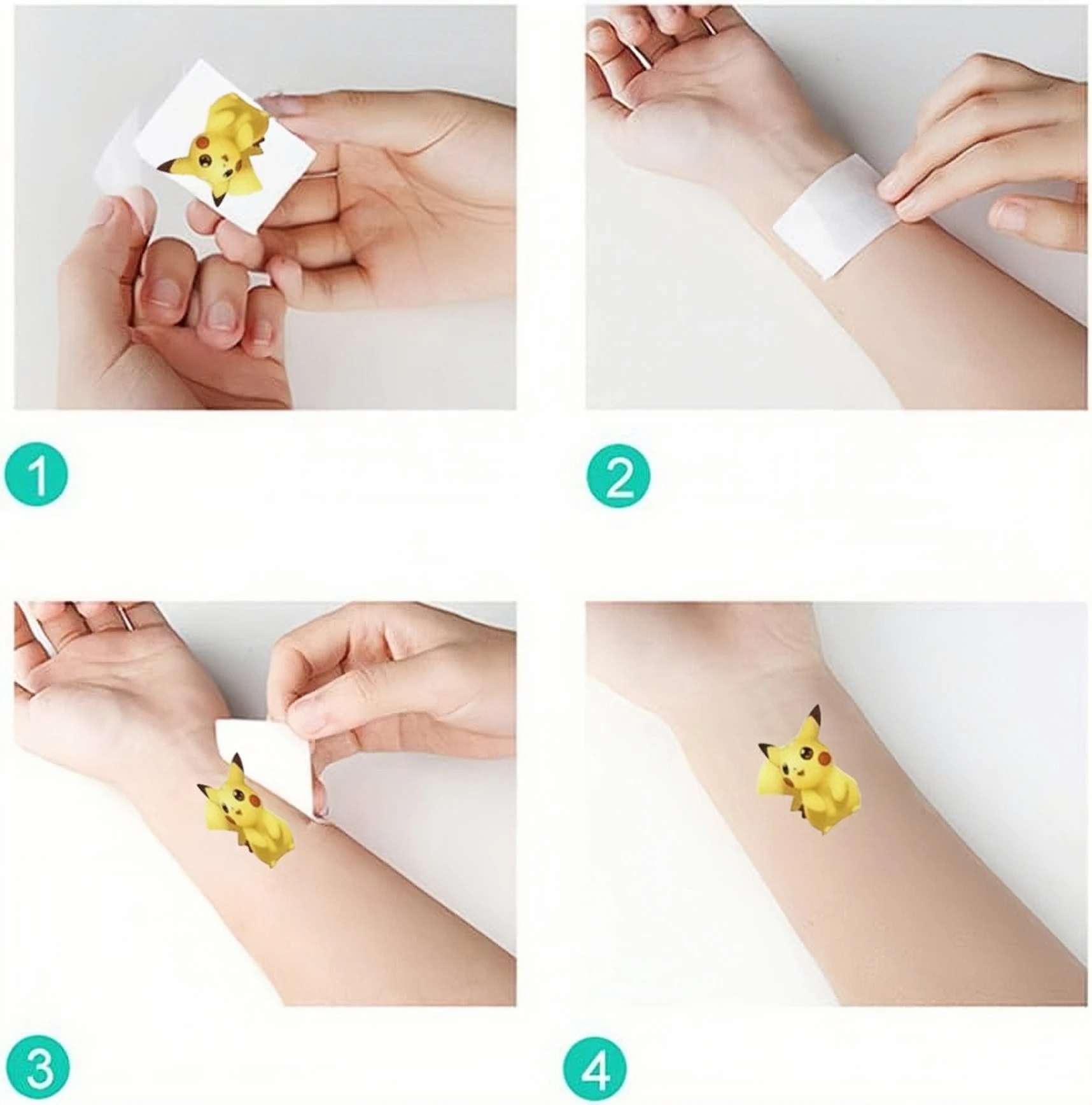 2/1pcs Luminous Pokemon Tattoo Sticker Birthday Decoration Child Body Arm Pikachu Sticker Baby Shower Kids Gift Party Supplies