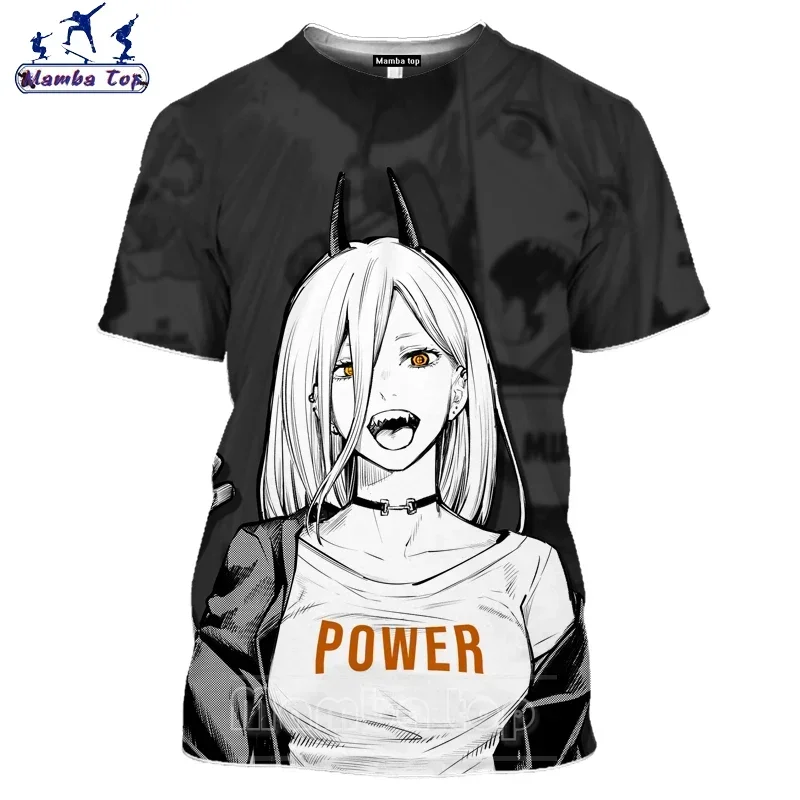Summer Japanese Hot Anime Chainsaw Man3D Printed Character T-shirt Large Size Loose O Collar Short Sleeve Oversized Loose Top
