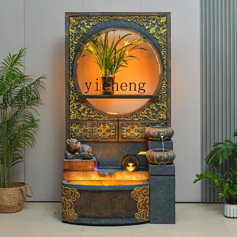 

LSL water curtain wall circulating water fountain landscape courtyard water feature lucky floor screen ornament